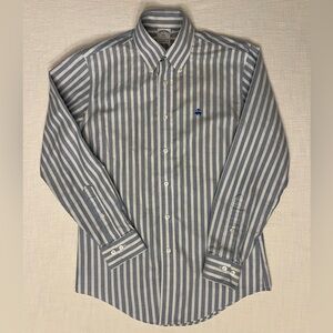 NON-IRON 100% SUPIMA COTTON Brooks Brothers Blue light green White Striped Shirt